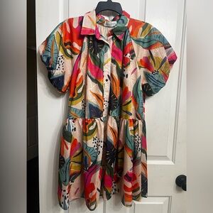 Colorful Tropical Print Mini Dress